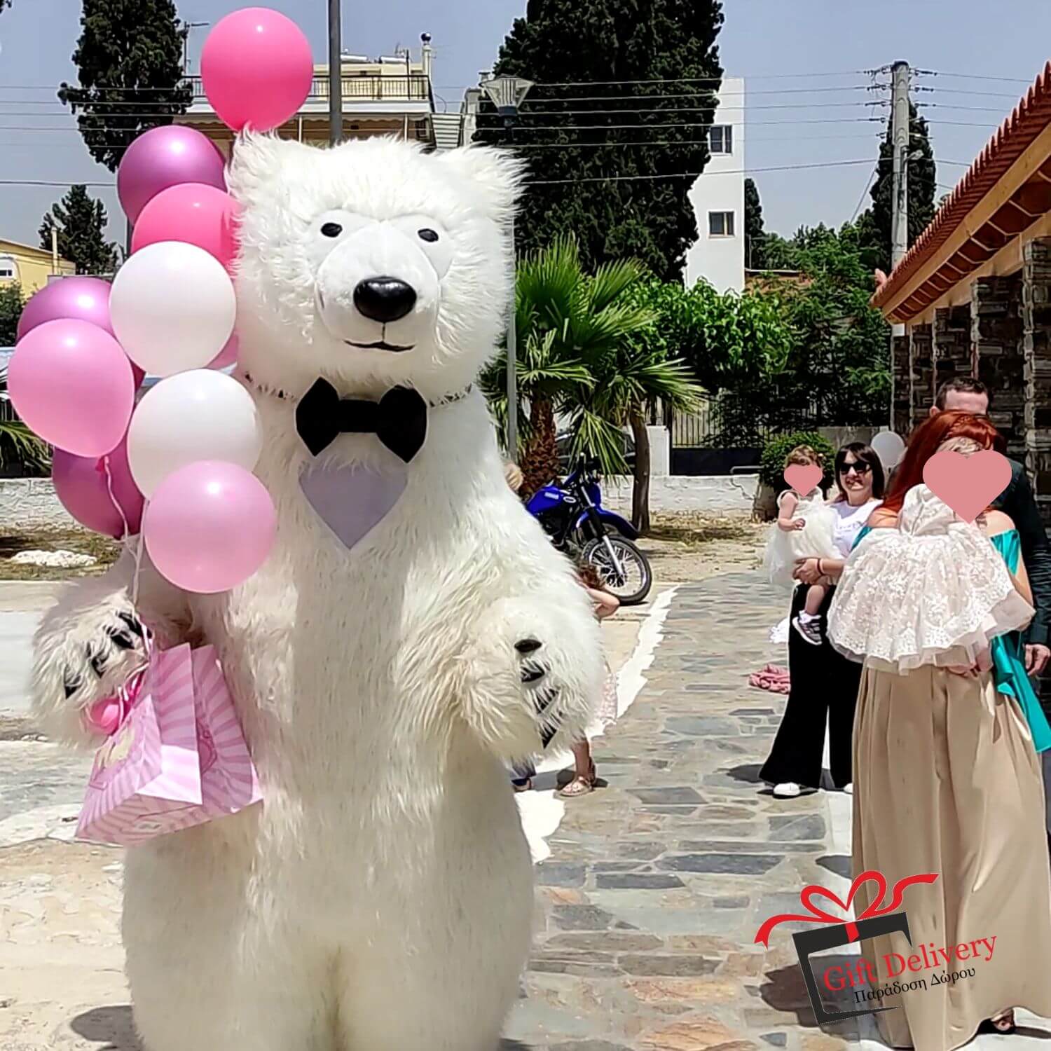 White Bear for Children's Parties, Spectacular Gift Delivery, Animator in Athens, Polar Bear Mascot